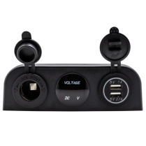 EWA-CON31   12V Surface Mount Box with Voltmeter, 12V Outlet and Dual USB Ports