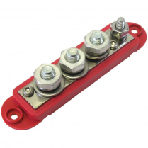QC509711-001   4 Point 210 Amp Terminal Bus Bar 3 x 3/8" + 1 x 1/4" Red
