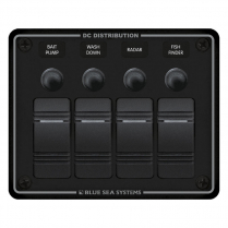 BS8372   Water Resistant Circuit Breaker Panel 4 Position - Black