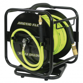 1/4" X 100' MANUAL AIR HOSE REEL W/HYBRIDE POLYMER AIR HOSE