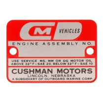 Engine Name Plate - All cast iron engines  - 1959-65 Cushman Scooter 