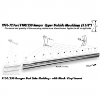 Pickup Upper Short Bed Molding - Black Insert - 1970-72 Ford Truck    