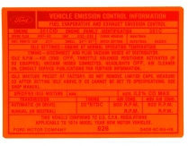 Decal - Emission - 351-2V AT - 1974 Ford Car  