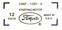 Decal - Starter - Big block - 1965-66 Ford Car  