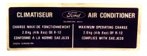 Decal - Air Conditioner Charge - 1979 Ford Car  