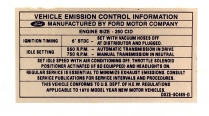 Decal - Emission - 250 AT/MT - 1970 Ford Car  