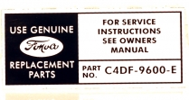 Decal - Air Cleaner Service Instructions - 1964 Ford Car  