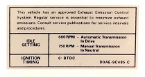 Decal - Emission - 250 AT/MT - 1970 Ford Car  