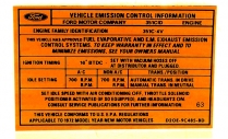 Decal - Emission - 351-4V AT - 1972 Ford Car  