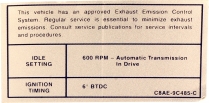 Decal - Emission - 427 AT - 1968 Ford Car  