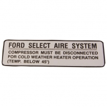 Decal - Air Conditioner Compressor Service - 1955-56 Ford Car  