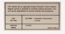 Decal - Emission - 429, 460 AT - 1968-69 Ford Car  
