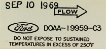 Decal - Air Conditioner Dryer - 1970 Ford Car  