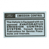 Decal - Emission Control - 1970 Ford Car  