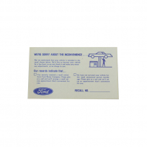 Postcard - Recall - 1968-72 Ford Car  