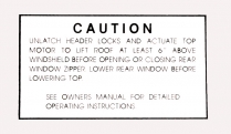 Decal - Convertible Top Caution