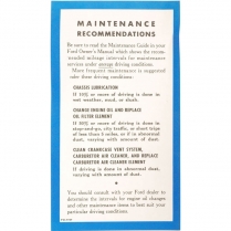 Pamphlet - Maintenance Recommendations - 1955-57 Ford Car  
