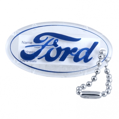 Key Chain - Blue Ford Script - Universal - Plastic 3/4 view