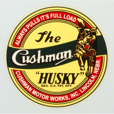 Husky Decal - Adhesive Sticker - 1946-49 Cushman Scooter front view