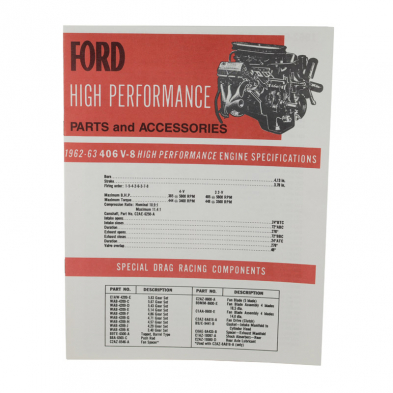 Book - 406 Engine Parts & Accesssory Folder - 1962-63 Ford Car cover photo