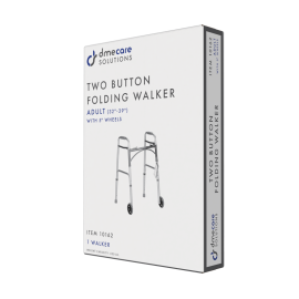Adult Two Button Folding Walker w/ 5" Wheels