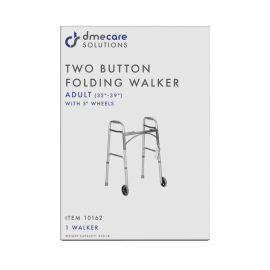 Adult Two Button Folding Walker w/ 5" Wheels