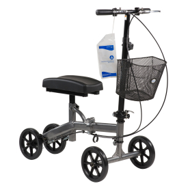 Compact Steerable Knee Walker with Basket