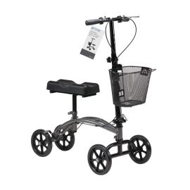 Foldable Steerable Knee Walker with Basket