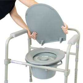 Elongated Folding Bedside Commode