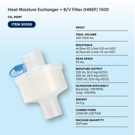 Heat Moisture Exchanger - BV Filter (HMEF) 1500, CO2 Port