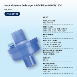 Heat Moisture Exchanger - BV Filter (HMEF) 1500, CO2 Port