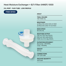Heat Moisture Exchanger - BV Filter (HMEF) 1000, CO2 Port, F