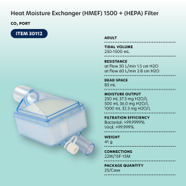 Heat Moisture Exchanger (HMEF)1500 - (HEPA) Filter, CO2 Port