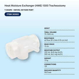 Heat Moisture Exchanger (HME) 1500 Tracheostomy, T-Shape, Sw