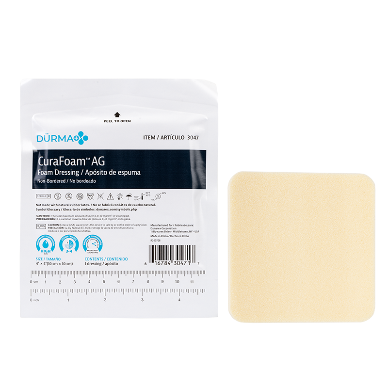 silver foam wound dressing Medline Optifoam Antimicrobial Non-Adhesive Dressings (MSC9614EPZ) bacterial effect CuraFoam AG - Foam Dressing