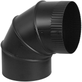 Stove Pipe Elbow Adjustable 90 Degree Black, 6"