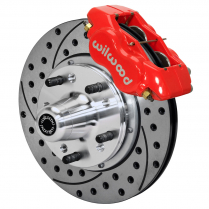 1955-57 Chevy Car 11" Drilled Front Disc Brake Kit - Red