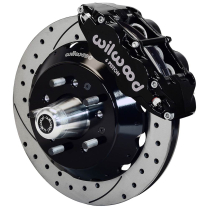 1959-64 Impala 63-64 Vette 14" Drilled Front Brake Kit - Blk