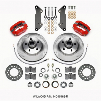 1957-60 Cadillac 11.88" Non-Drill Front Brake Kit - Red