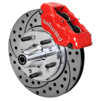 1965-72 Mopar C-Body Drum 11" Drilled Front Brake Kit - Red