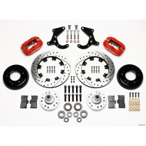 1955-57 Chevy Car 12.19" Drilled Front Brake Kit - Red