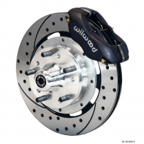 1937-48 Ford Spindle 12.19" Drilled Front Brake Kit - Black