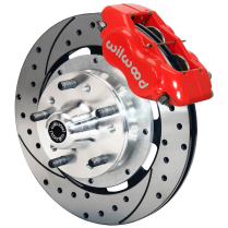 1937-48 Ford Spindle 12.19" Drilled Front Brake Kit - Red