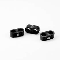 Black Plastic Dual Line Clamps 9/16"-9/16" or 6 AN - 3 pc