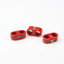 Red Plastic Dual Line Clamps 9/16"-9/16" or 6 AN - 3 pc