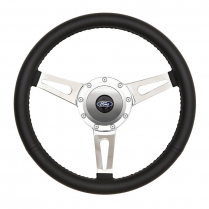 GT9 Retro Cobra Style 3 Spoke Steering Wheel - Black Leather
