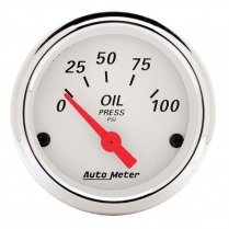Arctic White 2-1/16" Oil Pressure Gauge - 0-100 psi