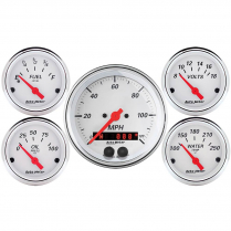 Arctic White 5 Pc Gauge Kit w/GPS Speedo - 3-3/8" & 2-1/16"