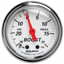 Arctic White 2-1/16" Vacuum Boost Gauge - 30 in hg/20 psi