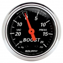 Designer Black 2-1/16" Boost-Vacuum Gauge - 30 in hg/20 psi